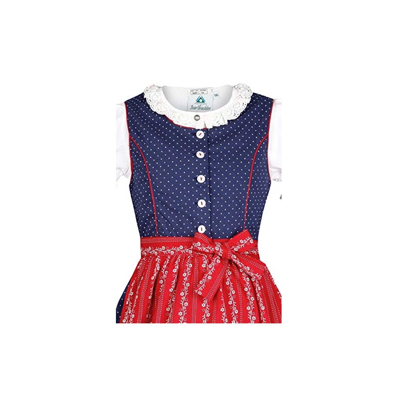 Isar-Trachten Girls' Children’s Dirndl with Blouse Navy, Blue (Navy Blue)