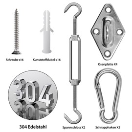 AUMAYCO M5 Awning Mounting Kit, 40 Pieces, Awning Accessories Mounting for Square, Triangular, 304 Stainless Steel Awning Mounting Set (8-Piece Set for Square + 32 Screws)