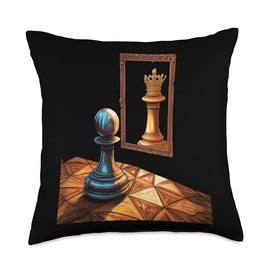 Pawn Queen Chess Player Mirror Reflection Potential Throw Pillow