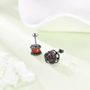 Blacke Rose Earrings 925 Sterling Silver Gothic Rose Stud Earrings