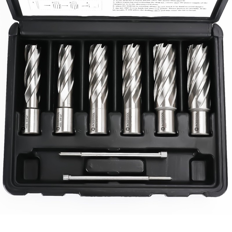 ACEDTOOL Annular Cutter Set, 6pcs Weldon Shank Mag Drill Bits,