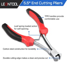 LEONTOOL 5.5 Inch End Cutting Pliers Mini Jewelry Cutting Pliers Wire Cutter Nail Puller Staple Nail Remover Ideal for Crafts Electronics Cable Ties Plastic