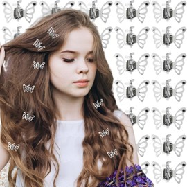 Cipszoely 50 Pcs Butterfly Hair Clips Small Silver Mini Claw Clips for Kids Women Girls, Butterfly Clips Mini Hair Clips Small Claw Clips, Non-Slip Silver Small Butterfly Hair Clips Hair Accessories