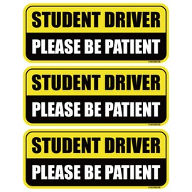 GEEKBEAR Student Driver Car Magnet - Colorful, Reflective, Weather-Resistant - Rectangular 8.7 x 3.5 in (Yellow/Black, 3 Pack)