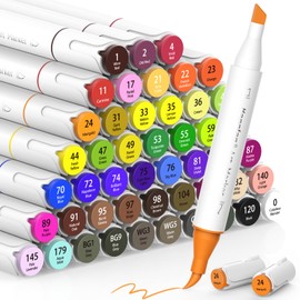 hangfan Alcohol Markers, 48 Color Dual Tip Brush & Chisel – Markers for Adult Coloring Books & Professional Sketching | Includes Blender & Case, Ideal for Artists & Adult Coloring