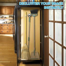 3pack Mop and Broom Holder Wall Mount Self Adhesive - No Drill Mop and Broom Handle Gripper, Household Cleaning Organizer for Organization and Storage, Holds up to 6 lb