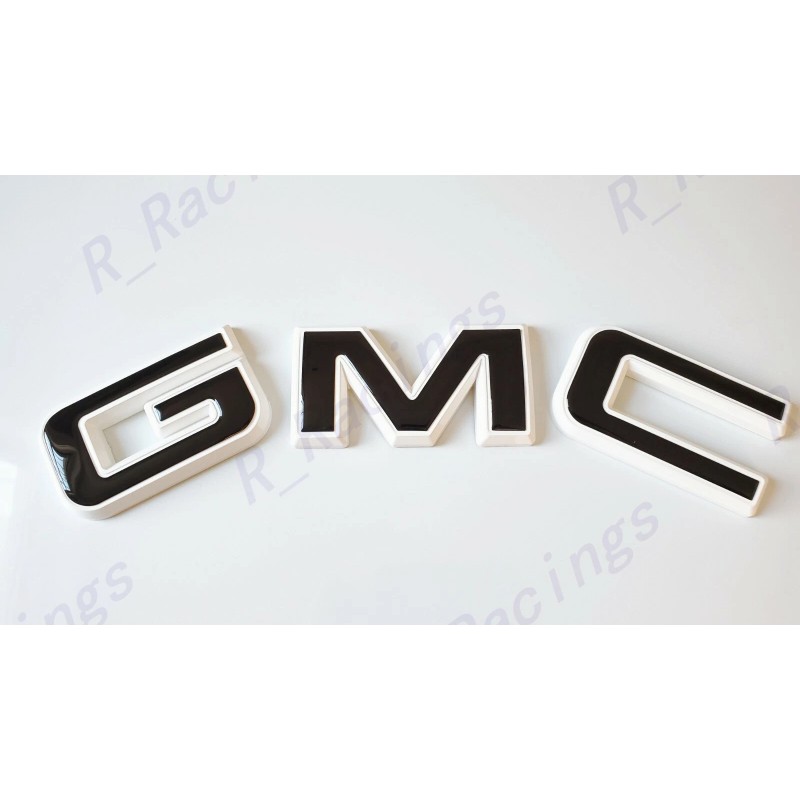 Auto Front GMC White Black Emblem Overlay 2019-2025 GMC Sierra
