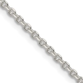 GlittersandGold Sterling Silver 2.1mm Diamond-cut Forzantina Cable Chain Necklace