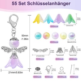 Annickee 55 Sets Guardian Angel Pendant Make Yourself, Make Your Own Key Chain, Pearl Angel Pendant, Angel Craft Set for DIY Wedding Gifts, Christmas Gift