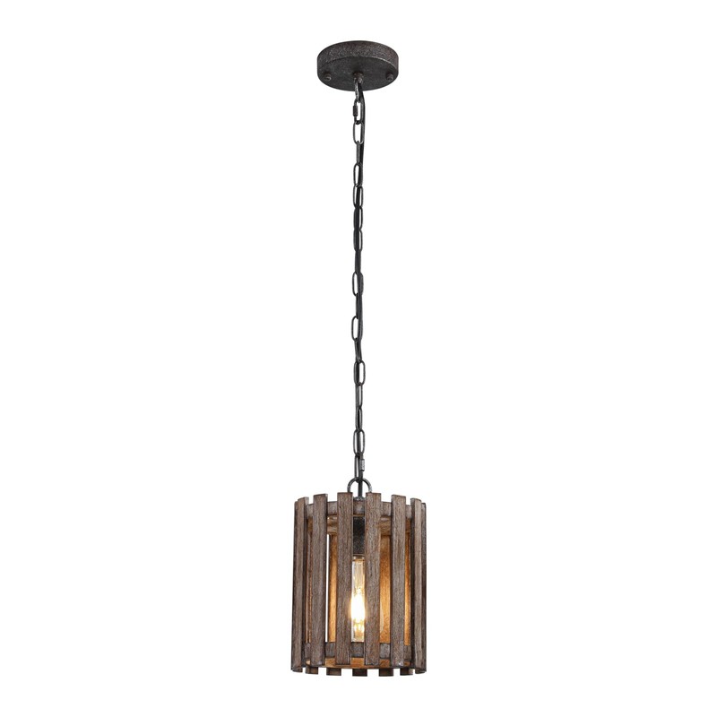Farmhouse Rustic Pendant Light, 1-Light Round Cage Pendant Lighting Fixture