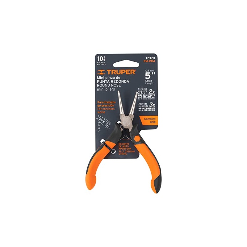 Truper PM-PR4, Pinza de punta redonda 5, mango comfort grip