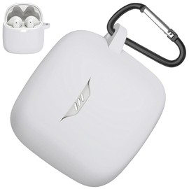 Miimall Case Cover Compatible with JBL Tune Flex Protective Carrying Case Anti-Scratch, Shock-Resistant, Dustproof, Silicone Protective Case Cover for JBL Tune Flex with Carabiner Case Cover(White)