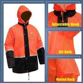 RainRider Rain Suits for Men Waterproof Lightweight Rain Gear Durable Oxford Rain Jacket Coat with Pants(Orange,XL)