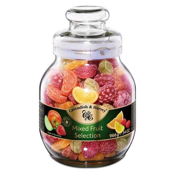 Cavendish & Harvey | Mixed Fruit Hard Candy Drops | 34 Ounce Jar