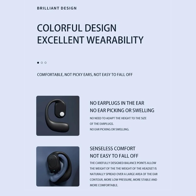 Aswalling Wireless Headphones Bluetooth Headset with Microphone Bone Conduction Handsfree