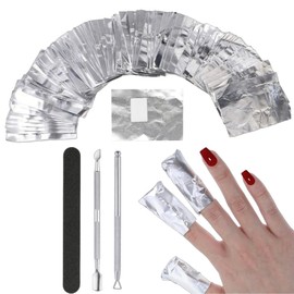 ASKELI 100PCS Foil Nail Wraps Remover for Soak off Gel Polish Removal, Aluminium Wraps Remover Complete with Cuticle Tools & Nail File for Manicure (100pcs)