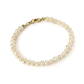 Anderson & Webb Pearl Bracelet - Freshwater Pearl Bracelets for Women with Gold Plated Lobster Clasp, 7.5 Inch Ladies Jewellery - Comfortable Fit, Secure Clasp, Organza Pouch Included
