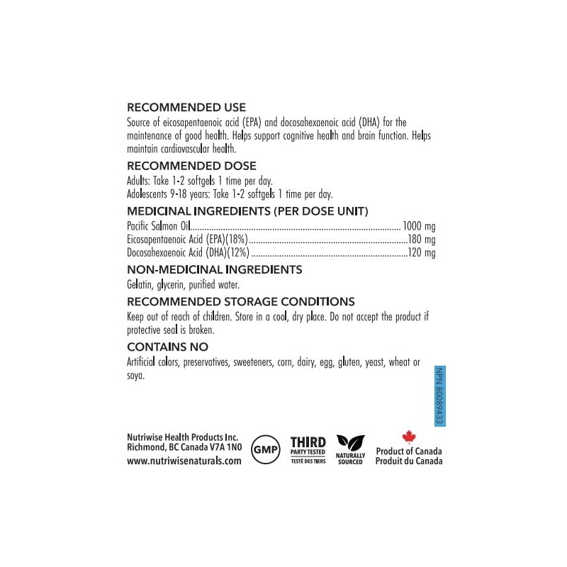 Nutriwise Wild Alaskan Salmon Oil 1000mg – Omega-3 EPA &