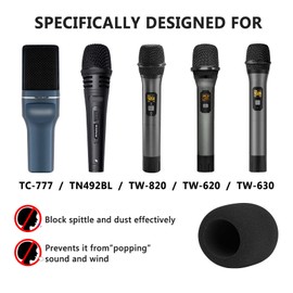 Geekria for Creators Foam Windscreen Compatible with TONOR TC-777, TW-620, TW-630, TW-820, TN492BL Microphone Antipop Foam Cover, Mic Wind Cover, Sponge Foam Filter (Black / 2 Pack)