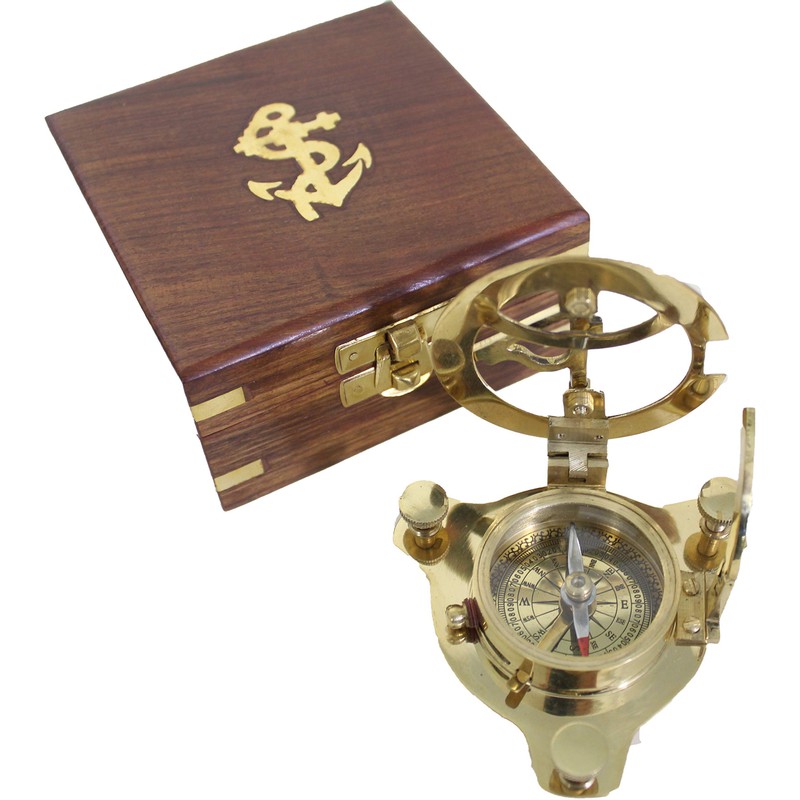 Antik 2000 Functional Nautical Compass Brass with Sundial in Elegant