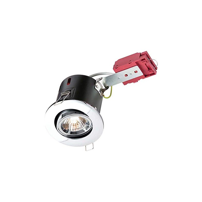 Knightsbridge Tilt GU10 IC Fire Rated Downlight-Gimble White, Pressed Steel,