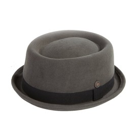 DASMARCA Jack Grey Wool Felt Winter Porkpie Hat - L