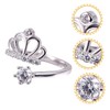 BESPORTBLE Adjustable Copper Crown Ring with Rhinestones Elegant Open Ring