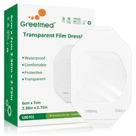 Greetmed Apósito transparente de 2,4 x 2,7 pulgadas, 100 paquetes, impermeable, transpirable, cómodo, para después de un tatuaje, para protección intravenosa