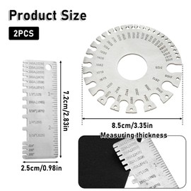 2 Pcs Wire Gauge Measuring Tool Wire Size Chart Stainless Steel Thickness Gauges Metal Sheets Standard Dual Sided Round Wire Sheet Gage Welding Material Cable Measurement Gauges for Wire Welding