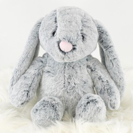 The Magic Toy Shop Grey Plush Rabbit Bunny Teddy 25cm - Super Soft Cuddly Toy - Seated Stuffed Animal, Suitable from Birth - Great Gift for Kids & Adults for All Occasions