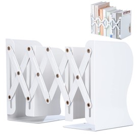 ALIOBC Bookstand, Extendable, Bookends, Won't Fall Down, Metal Tabletop Bookcase, Divider Stand, Magazines, Documents, Newspaper Files, Open Shelf, Office Supplies, Stationery, Learning, Study Room,