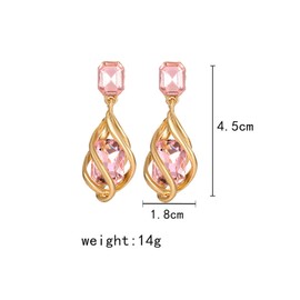 QLUYCKW Square Crystal Stud Earrings for Women Spiral Twist Gold Alloy Fancy Big Rectangle Crystal Statement Earrings Infinity Love Prom Pageant Jewelry Birthday Gift for Women, Medium, Crystal,