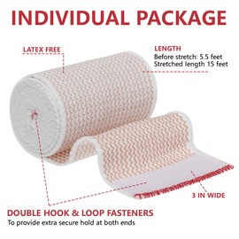 6 Stück Premium Elastische Bandage 7.5 cm Elastischer Verband Fixierbinde Sportbandage Wiederverwendbar Druckverband für Arm Bein