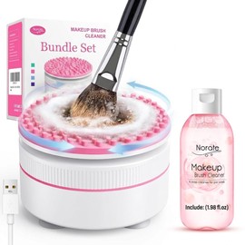 Electric Makeup Brush Cleaner Machine & Deep Cleaning Solution Set, Automatic Spinning Washer with 1.98 Fl.Oz Cruelty-Free Shampoo, Quickly Removes