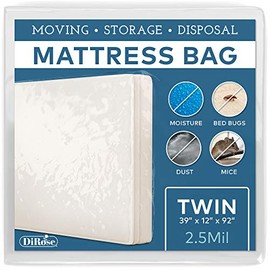 Mattress Storage Bag - Twin Size Thick Plastic Moving Cover, Transport, Disposal and Protector - 2.5 mil Heavy Duty Reusable Clear Waterproof Mattress Protector Encasement by DiRose