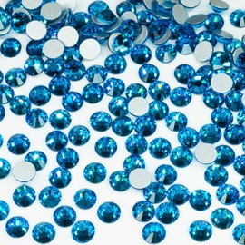 qiipii 1440pcs SS16 4.0mm Capri Blue Flatback Rhinestones Bulk K9 Glass Blue Gems Round Beads Stones Diamonds Nail Charms Jewels Nail Art Supplies Decor for Nails Eyes Face Makeup Crafts DIY Tumblers
