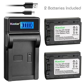 Kastar LCD3 Charger & 2 battery for Alpha a1 Alpha a7CR a6600 a6700 ZV-E1 FX3 FX30