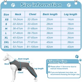 Recovery Suit For Dogs, Dog Leg Surgery Recovery Suit, Leg Wound Protector Brace, Comfortable Elbow Protector Cone alternative Prevent Licking Bite Long Sleeve, Avoids Wound Infection (Gray, XS)