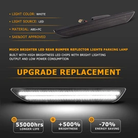 Gempro LED Side Marker Lights for Ford Mustang 2015-2023 Rear White Fender Marker Reflectors Lamps Smoked Len, 2PCS
