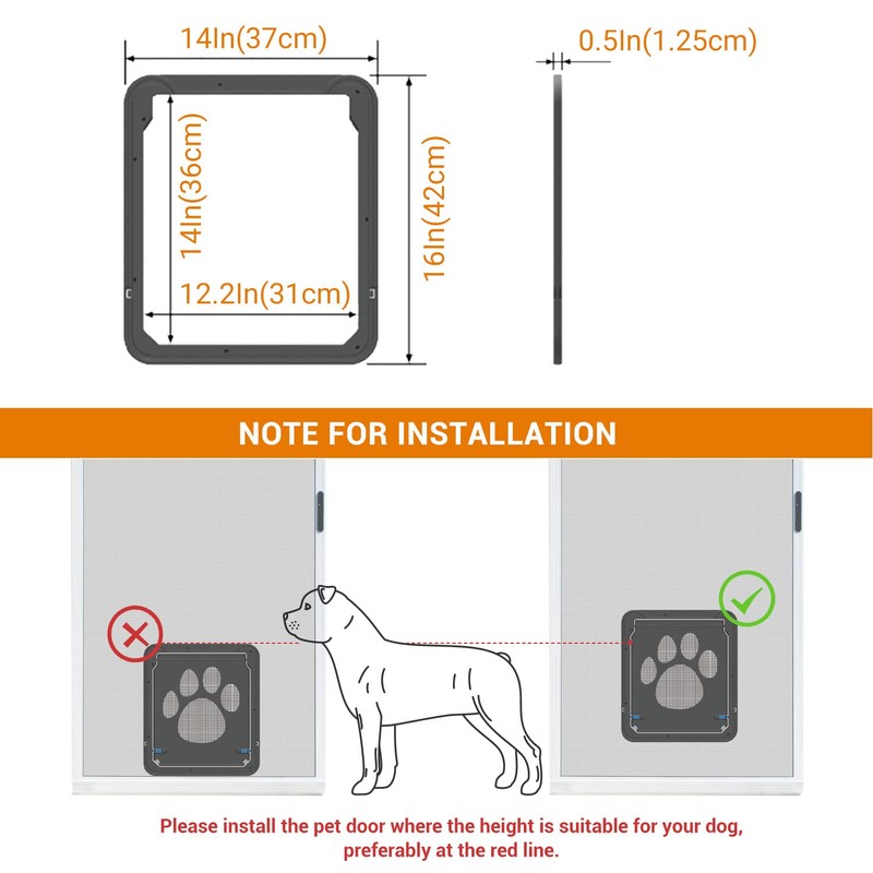 PETLESO Large Dog Door for Screen Door, Easy Install Lockable