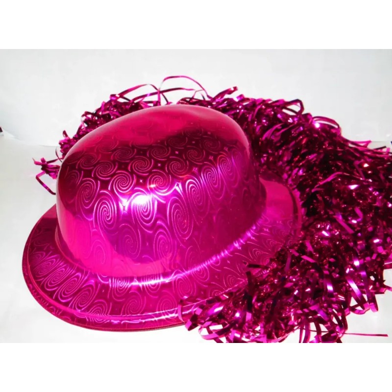 24 Sombrero Bombin Peluca Metalica Color Fiesta Glow Color