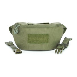 Zentauron Waist Bag Modular 1.8 L Bum Bag 2 Compartments MOLLE Removable Strap Tactical Belt Bag, stone grey olive