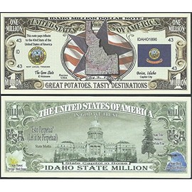 Idaho State Educational Million Dollar Bill W Map, Seal, Flag, Capitol - Lot of 2 Bills