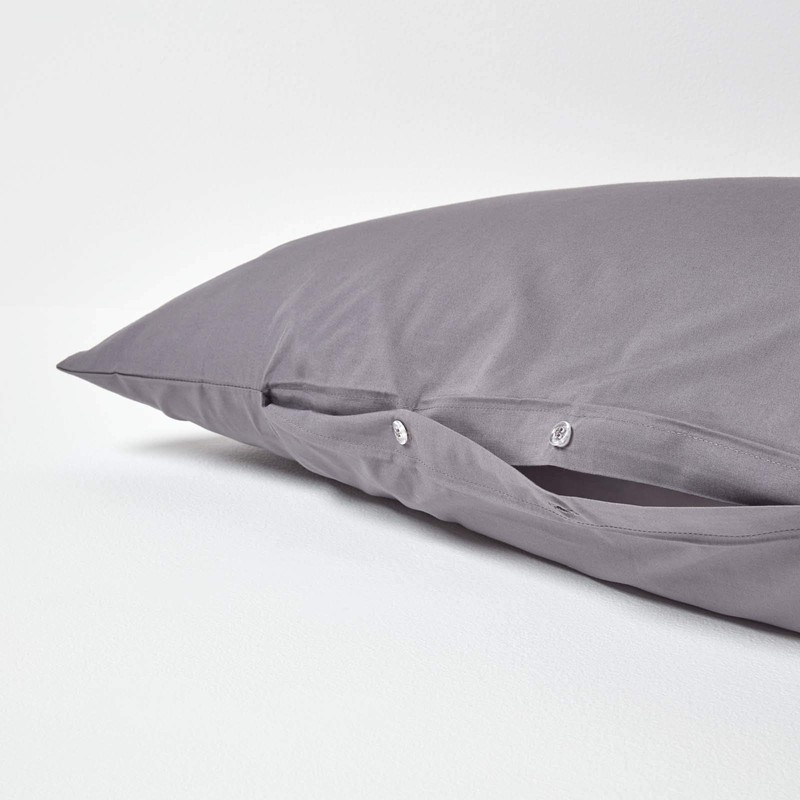 HOMESCAPES Dark Grey Pure Egyptian Cotton V-Shape Pillowcase 200 TC