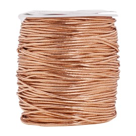 Mandala Crafts Cuerda elástica metálica de oro rosa de 1,5 mm para colgar en la etiqueta, adorno de regalo, cuerda elástica de oro rosa de 109 yardas para decorar el cabello