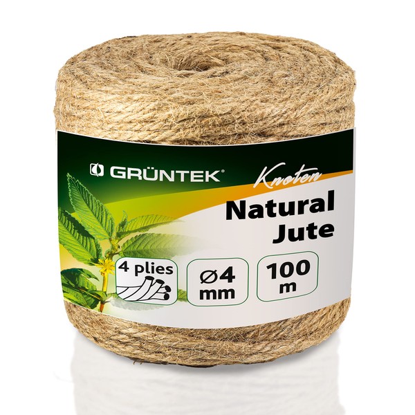GRÜNTEK 100m Jute Twine - 4 Ply, 4mm Thick |