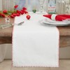Saro Lifestyle Whip Stitched Design Cotton Table Runner, White/Red, 13"x72"