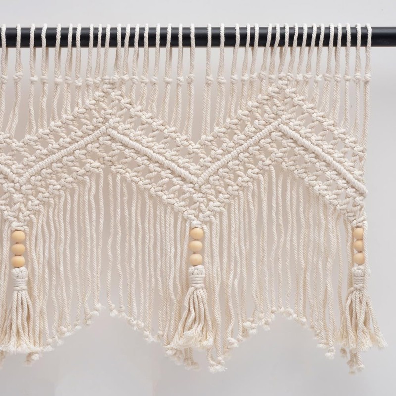 GCOVELIS Boho Valance Macrame Curtains for Windows Macrame Valance for