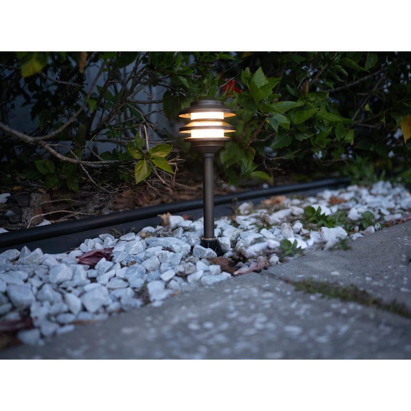 Lumen Logic 12V Cast Brass Pagoda Path Light (Bronze) with