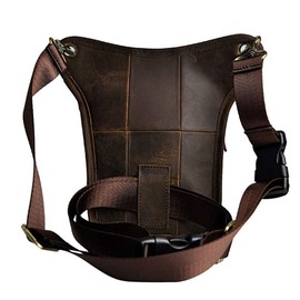 Leather Waist Pack Casual Drop Leg Bag for Men Women Outdoor Travel Sports Motorcycle Bike Cycling Tactical Hiking Bum Bag Camping Pouch Pocket Sling Crossbody Daypack Deep Brown